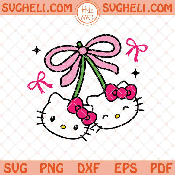 Coquette Bow Cherry Hello Kitty Svg Cute Kitty Bow Svg Png Dxf Eps Files