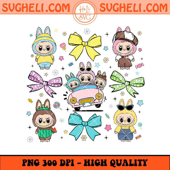 Coquette Bow Cute Labubu The Monster For Kids Girls Png Sublimation Files