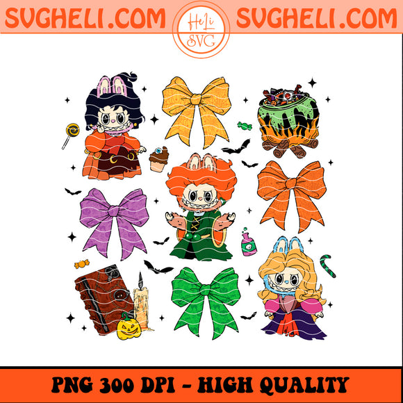 Coquette Bow Labubu Hocus Pocus Png Labubu Halloween Png