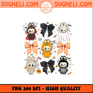 Coquette Bow Labubu Pumpkin PNG and Labubu Halloween PNG files