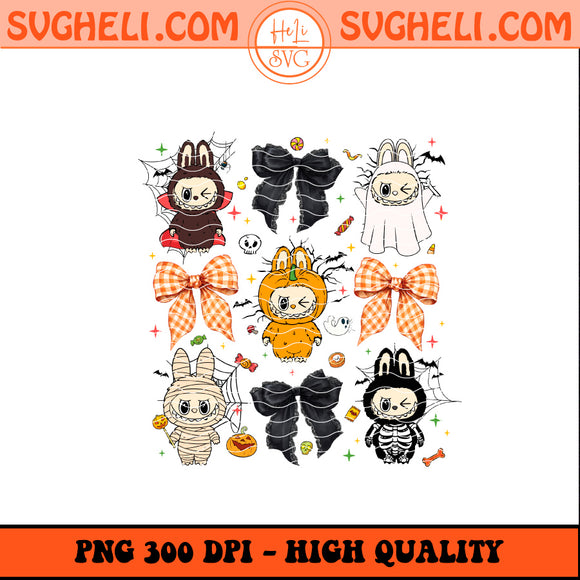 Coquette Bow Labubu Pumpkin PNG and Labubu Halloween PNG files