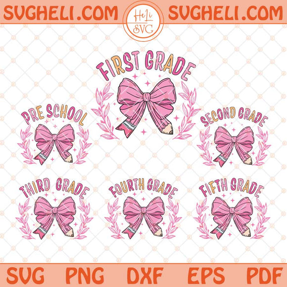 Coquette Bow Pencil Teacher Bundle Svg 1st Day Of School Svg Png Dxf Eps Files