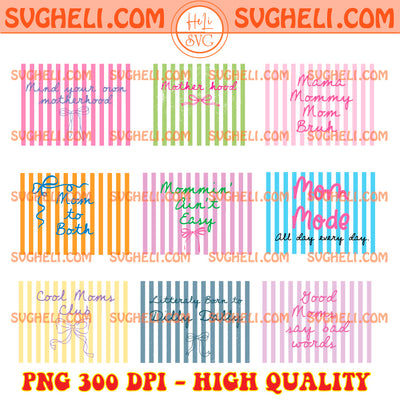 Coquette Bow Striped Preppy Mom Png Bundle Mother Hood Png
