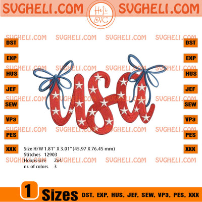 Coquette Bow Usa Embroidery Design USA Embroidery Design