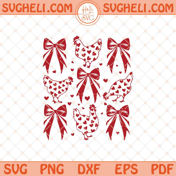 Coquette Chicken Valentine Svg Chicken Lover Svg Png Dxf Eps Files