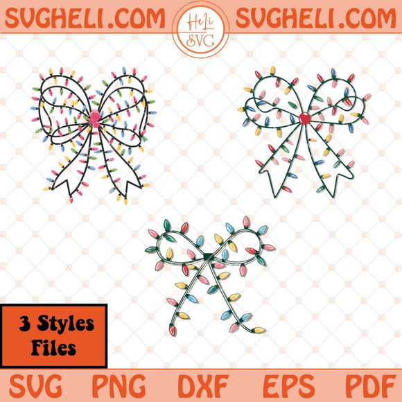 Coquette Christmas Light Bow Svg Christmas Light Svg Png Dxf Eps Files