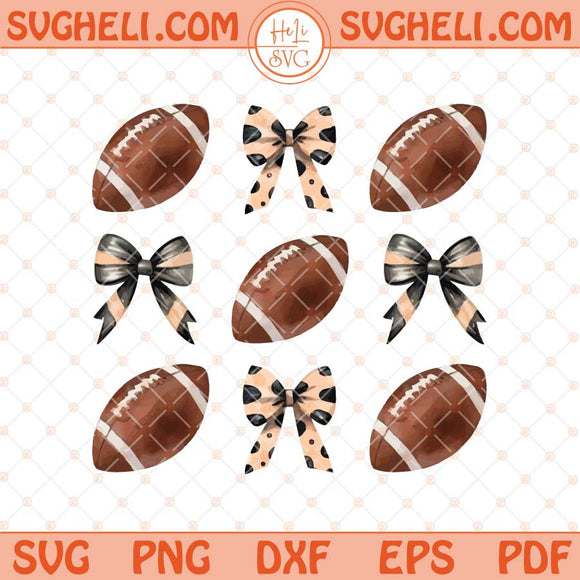 Coquette Football Svg Football Mom Png Footballs & Bows Png Dxf Eps Files