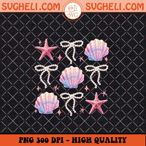 Coquette Pearl Bow Png Summer Vibes Png Pink Clam Png Sublimation Files