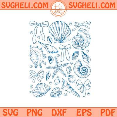 Coquette Seashell Svg Beach Svg Coastal Svg Retro Summer Svg Png Dxf Eps Files