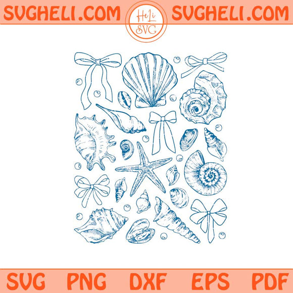 Coquette Seashell Svg Beach Svg Coastal Svg Retro Summer Svg Png Dxf Eps Files