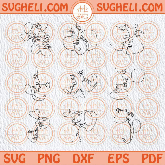 Couple Face Line Art Svg Couple Love Lineart Drawing Svg Png Sublimation Dxf Eps Bundle Files