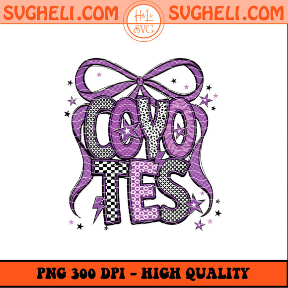 Coyotes Mascot Coquette Bow Png Coyotes With Bow Png Sublimation Design