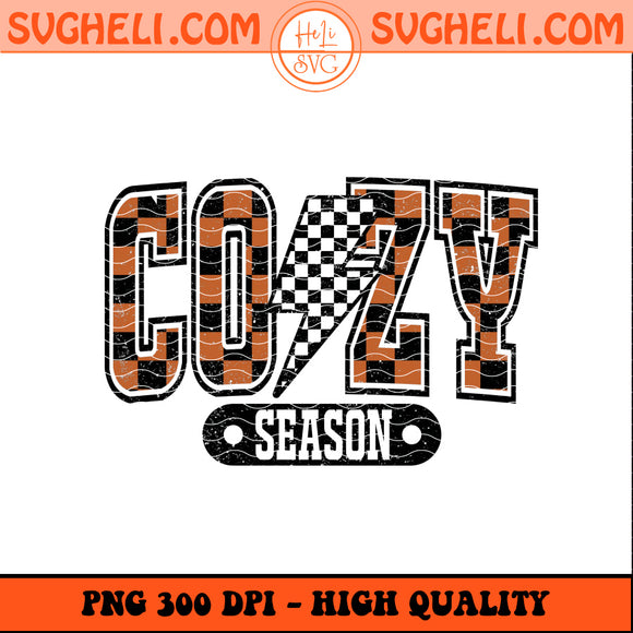 Cozy Season Checkered Png Retro Checkered Fall Png