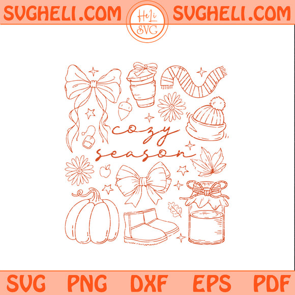 Cozy Season Svg Fall Vibes Svg Fall Pumpkin Sublimation Png