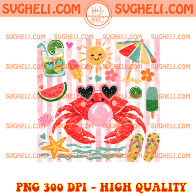 Crab Blowing Bubble Summer Preppy Png Preppy Beach Png