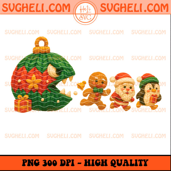 Crochet Ornament Chasing Gingerbread Gnome Penguin Png