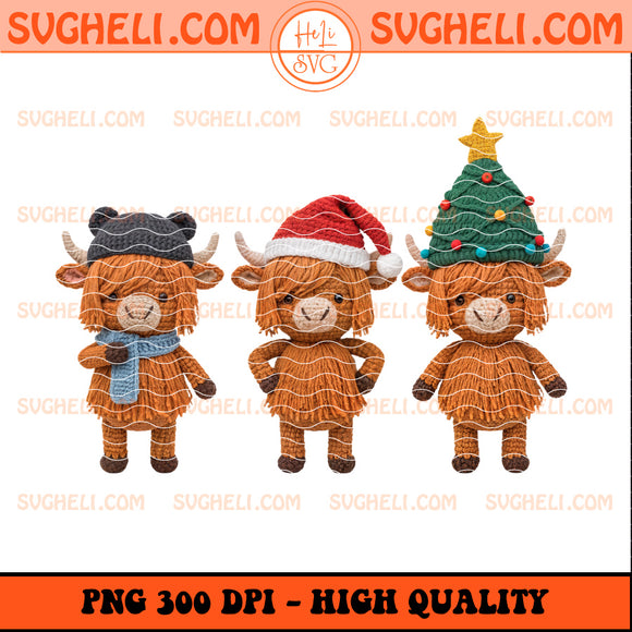 Crochet Yarn Highland Cow Christmas Png Crochet Cow Png