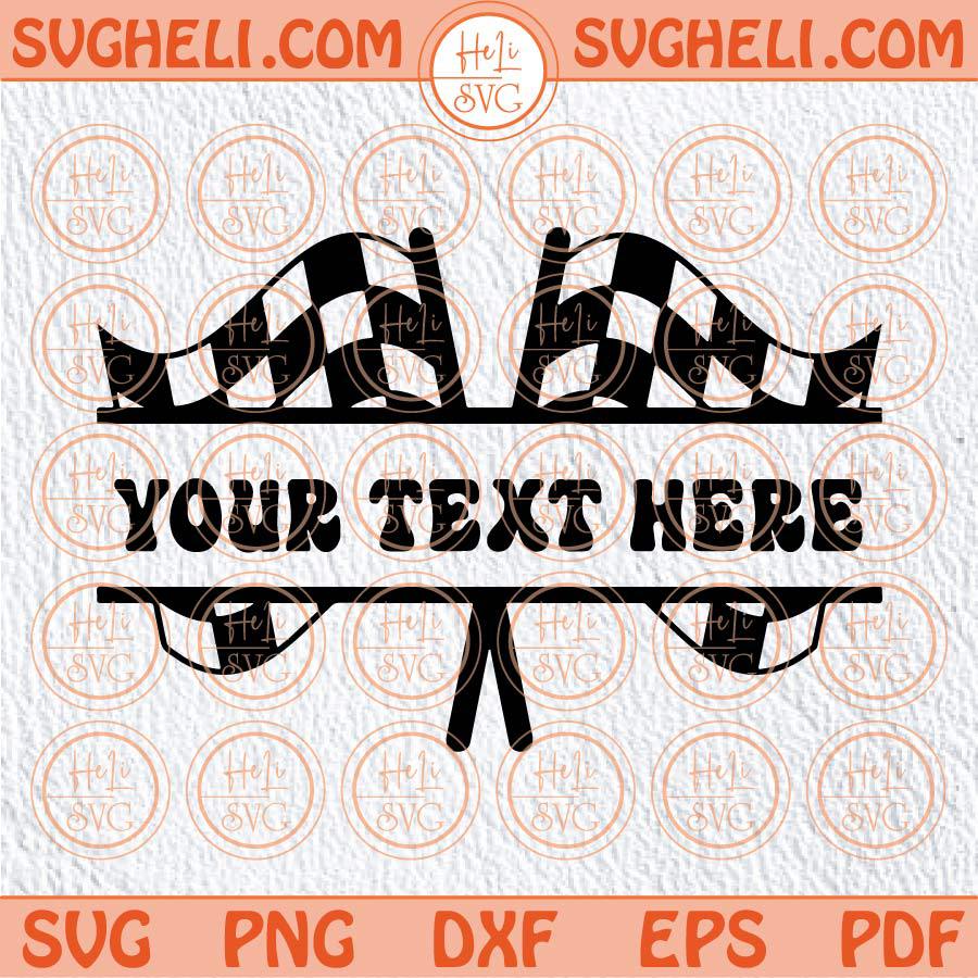 Crossed Racing Flags Split Name Frame Svg Racing Monogram Svg Png