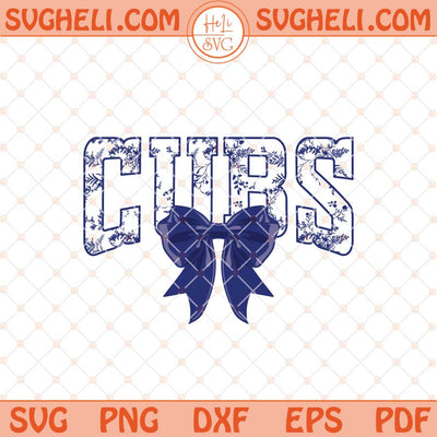 Cubs Baseball Floral Toile Water Color Coquette Bow Svg Png Dxf Eps Files
