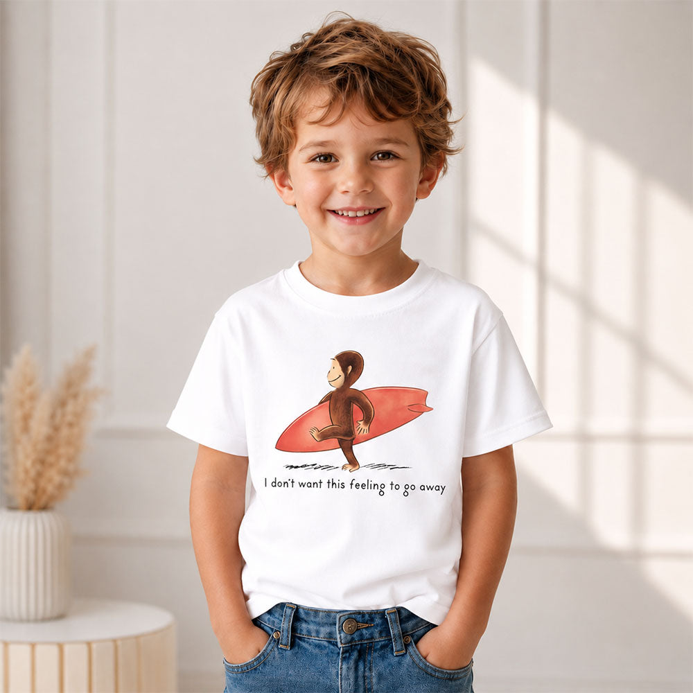 Curious Surfer Monkey Shirt Nostalgic Summer Beach Graphic Tee