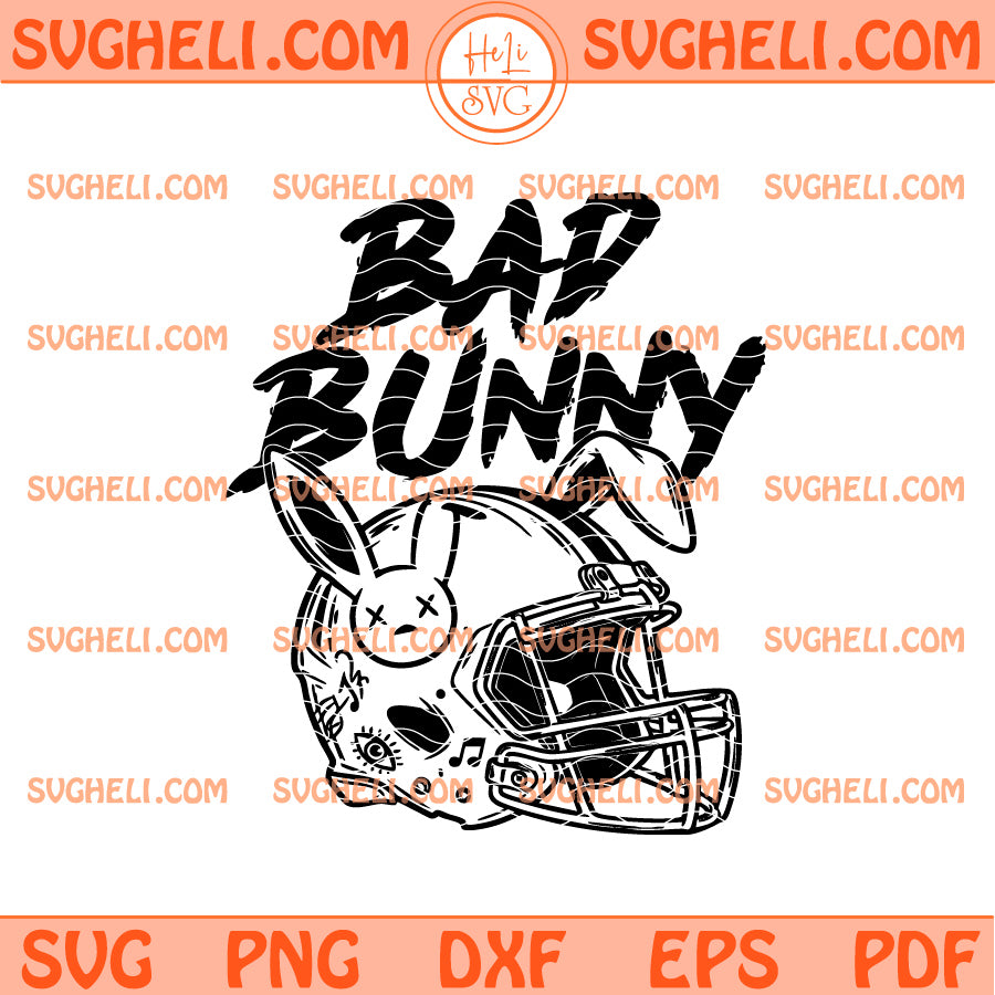 bunny with football helmet Cute Bad Bunny Super Bowl Svg, Benito Bowl Super Sunday Svg