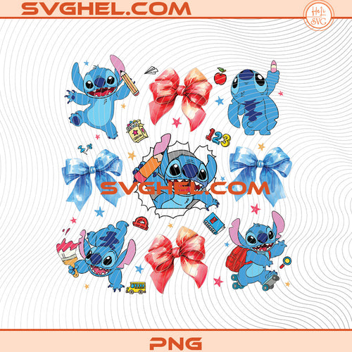 Cute Disney Stitch Coquette Bow Back To School Png