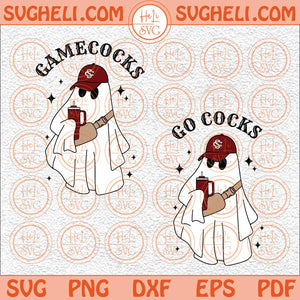 Cute Ghost Gamecocks Svg Go Cocks Svg Carolina Svg Football Svg Png Dxf Eps