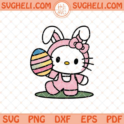 Cute Hello Kitty Easter Bunny Svg Easter Egg Bunny Svg Png Dxf Eps Files