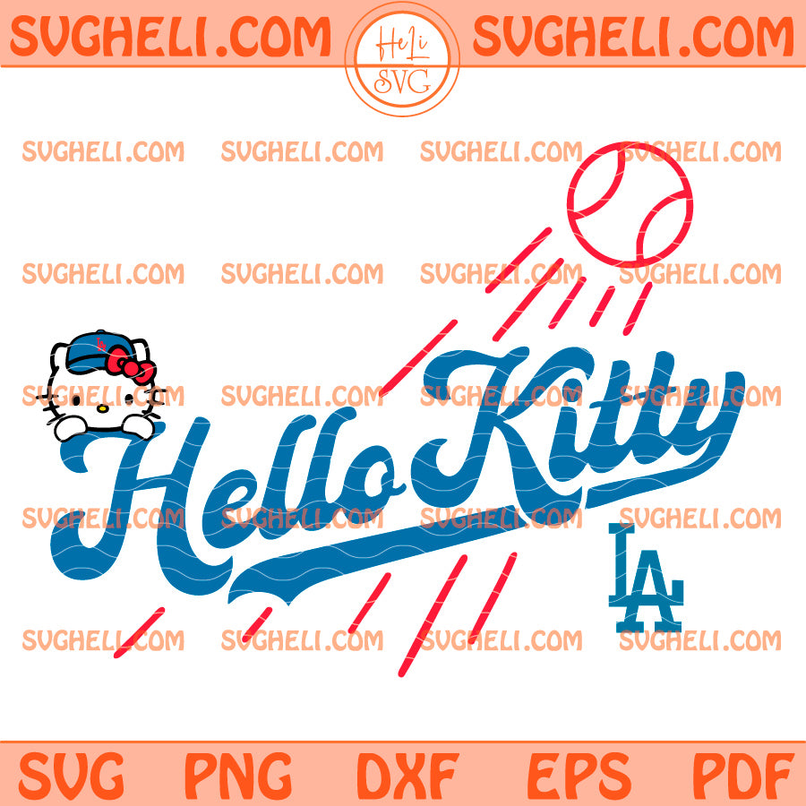 Cute Hello Kitty LA Dodgers Baseball Logo Svg