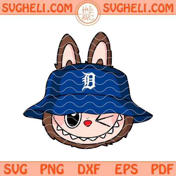 Cute Labubu Face Detroit Tigers Svg Labubu MLB Svg Png Dxf Eps Files