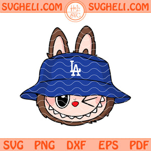 Cute Labubu Face LA Dodgers Svg Labubu LA Dodgers MLB Svg Png Dxf Eps Files