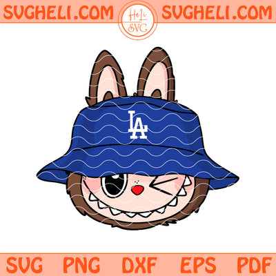 Cute Labubu Face LA Dodgers Svg Labubu LA Dodgers MLB Svg Png Dxf Eps Files
