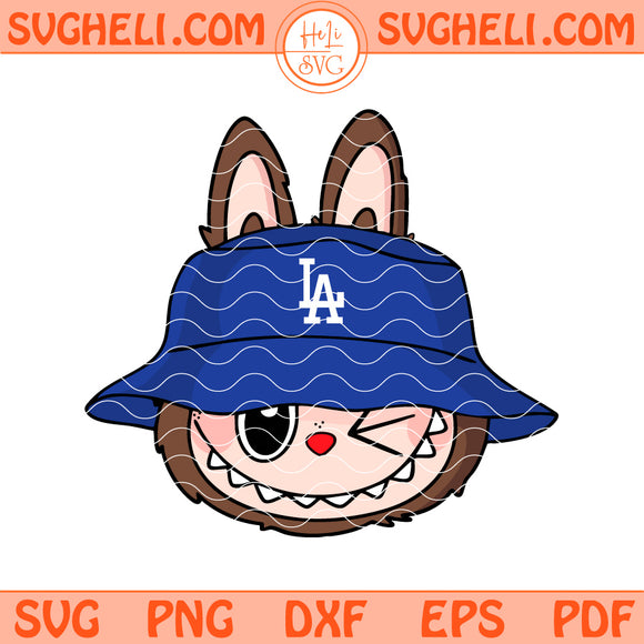 Cute Labubu Face LA Dodgers Svg Labubu LA Dodgers MLB Svg Png Dxf Eps Files