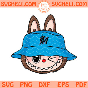 Cute Labubu Face Miami Marlins Svg Labubu MLB Svg Png Dxf Eps Files