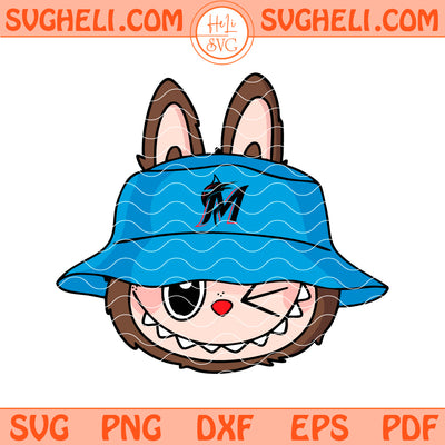 Cute Labubu Face Miami Marlins Svg Labubu MLB Svg Png Dxf Eps Files