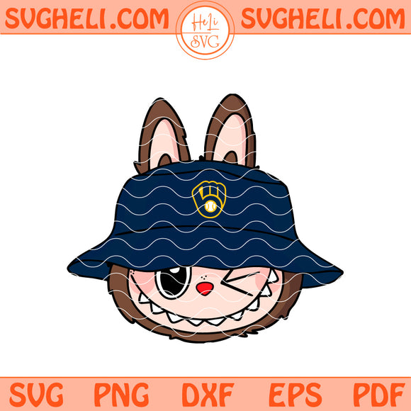 Cute Labubu Face Milwaukee Brewers Svg Labubu MLB Svg Png Dxf Eps Files