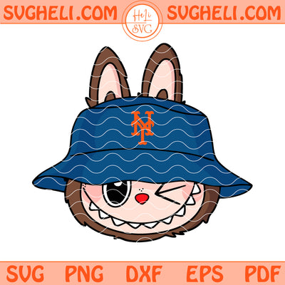 Cute Labubu Face New York Mets Svg Labubu MLB Svg Png Dxf Eps Files