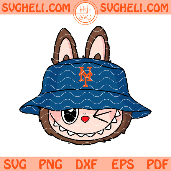 Cute Labubu Face New York Mets Svg Labubu MLB Svg Png Dxf Eps Files