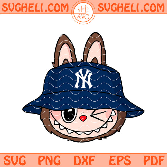 Cute Labubu Face New York Yankees Svg Labubu MLB Svg Png Dxf Eps Files
