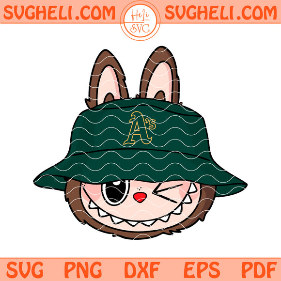Cute Labubu Face Oakland Athletics Svg Labubu MLB Svg Png Dxf Eps Files