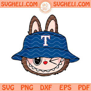 Cute Labubu Face Texas Rangers Svg Labubu MLB Svg Png Dxf Eps Files