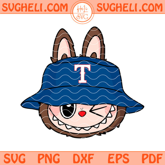 Cute Labubu Face Texas Rangers Svg Labubu MLB Svg Png Dxf Eps Files