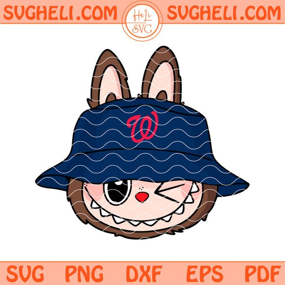 Cute Labubu Face Washington Nationals Svg Labubu MLB Svg Png Dxf Eps Files