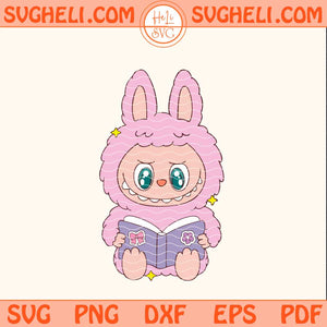 Cute Labubu Is Reading A Book Svg Labubu Reading Svg Png Dxf Eps Files