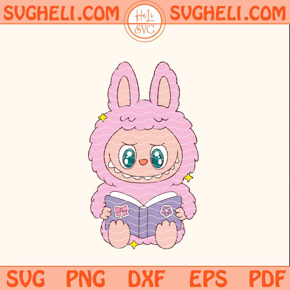 Cute Labubu Is Reading A Book Svg Labubu Reading Svg Png Dxf Eps Files