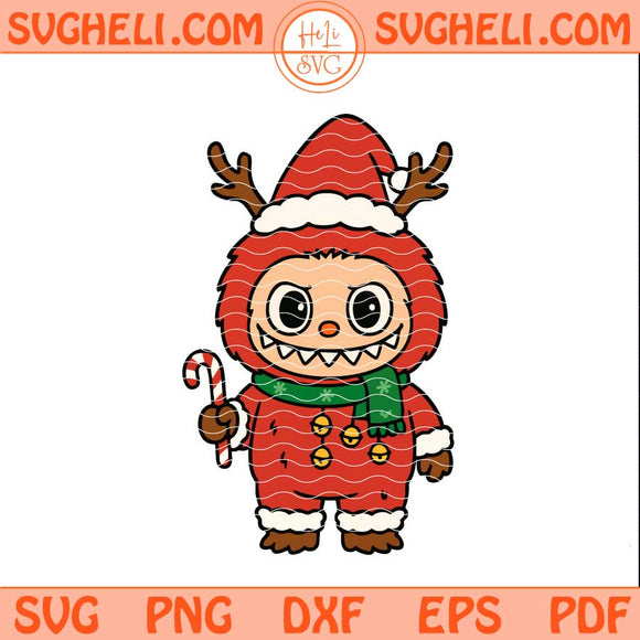 Cute Labubu Santa Doll Svg Christmas Labubu Character Svg Png Dxf Eps Pdf Files