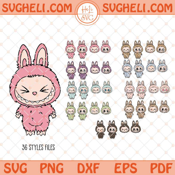 Cute Labubu The Monsters Svg Bundle Labubu Face Svg Png Dxf Eps Files