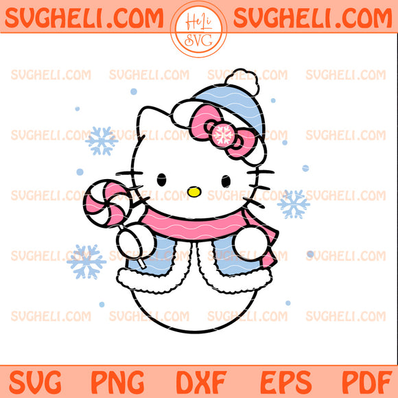 Cute Snowman Hello Kitty Christmas Svg Sanrio Christmas Svg