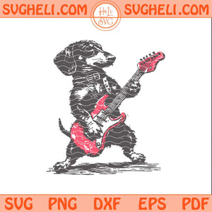 Dachshund Weenie Playing Guitar Svg Dog Playing Guitar Svg Png Dxf Eps Files