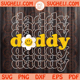 Daddy Svg Retro Daisy Flower Smiley Daddy Svg Father's Day Gift Svg Png Dxf Eps Files